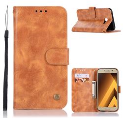 Luxury Retro Leather Wallet Case for Samsung Galaxy A5 2017 A520 - Golden