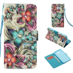 Kaleidoscope Flower 3D Painted Leather Wallet Case for Samsung Galaxy A5 2017 A520