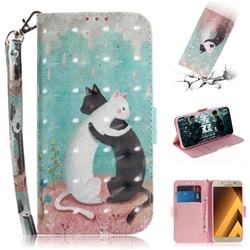 Black and White Cat 3D Painted Leather Wallet Phone Case for Samsung Galaxy A5 2017 A520
