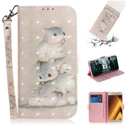 Three Squirrels 3D Painted Leather Wallet Phone Case for Samsung Galaxy A5 2017 A520