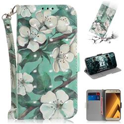 Watercolor Flower 3D Painted Leather Wallet Phone Case for Samsung Galaxy A5 2017 A520