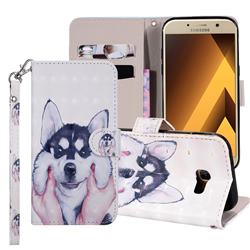 Husky Dog 3D Painted Leather Phone Wallet Case Cover for Samsung Galaxy A5 2017 A520