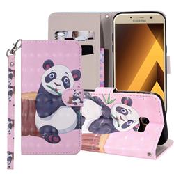 Happy Panda 3D Painted Leather Phone Wallet Case Cover for Samsung Galaxy A5 2017 A520