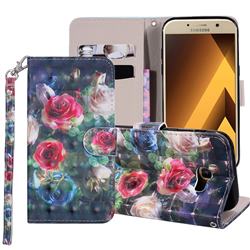 Rose Flower 3D Painted Leather Phone Wallet Case Cover for Samsung Galaxy A5 2017 A520