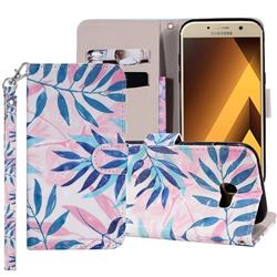 Green Leaf 3D Painted Leather Phone Wallet Case Cover for Samsung Galaxy A5 2017 A520