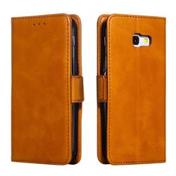 Retro Classic Calf Pattern Leather Wallet Phone Case for Samsung Galaxy A5 2017 A520 - Yellow