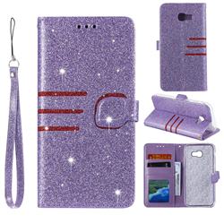 Retro Stitching Glitter Leather Wallet Phone Case for Samsung Galaxy A5 2017 A520 - Purple