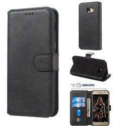 Retro Calf Matte Leather Wallet Phone Case for Samsung Galaxy A5 2017 A520 - Black