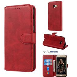 Retro Calf Matte Leather Wallet Phone Case for Samsung Galaxy A5 2017 A520 - Red