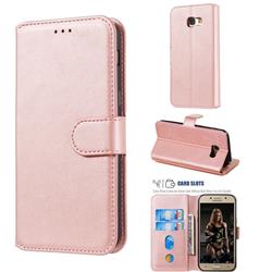 Retro Calf Matte Leather Wallet Phone Case for Samsung Galaxy A5 2017 A520 - Pink