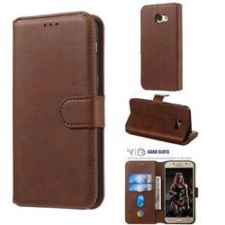Retro Calf Matte Leather Wallet Phone Case for Samsung Galaxy A5 2017 A520 - Brown