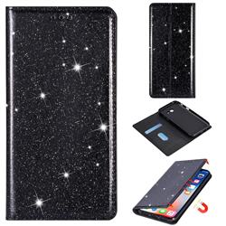 Ultra Slim Glitter Powder Magnetic Automatic Suction Leather Wallet Case for Samsung Galaxy A5 2017 A520 - Black