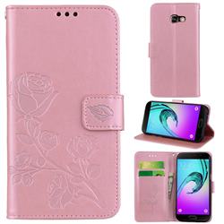 Embossing Rose Flower Leather Wallet Case for Samsung Galaxy A5 2017 A520 - Rose Gold
