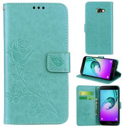 Embossing Rose Flower Leather Wallet Case for Samsung Galaxy A5 2017 A520 - Green