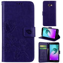 Embossing Rose Flower Leather Wallet Case for Samsung Galaxy A5 2017 A520 - Purple