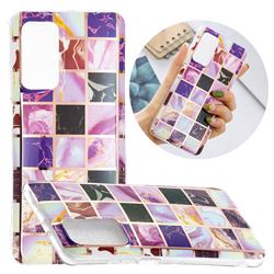 Square Puzzle Painted Marble Electroplating Protective Case for Samsung Galaxy A52 (4G, 5G)