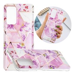 Purple Flower Painted Marble Electroplating Protective Case for Samsung Galaxy A52 (4G, 5G)