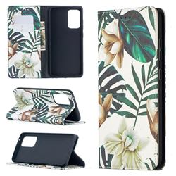 Flower Leaf Slim Magnetic Attraction Wallet Flip Cover for Samsung Galaxy A52 5G