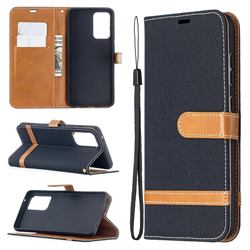 Jeans Cowboy Denim Leather Wallet Case for Samsung Galaxy A52 5G - Black