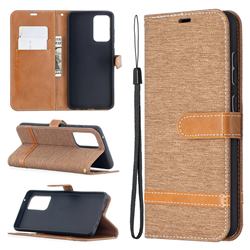 Jeans Cowboy Denim Leather Wallet Case for Samsung Galaxy A52 5G - Brown