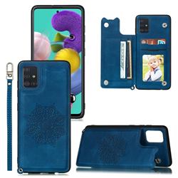 Luxury Mandala Multi-function Magnetic Card Slots Stand Leather Back Cover for Samsung Galaxy A52 5G - Blue