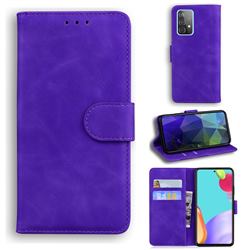 Retro Classic Skin Feel Leather Wallet Phone Case for Samsung Galaxy A52 5G - Purple