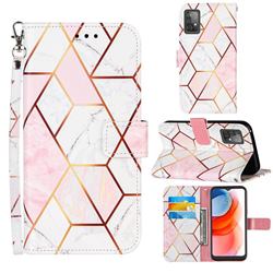 Pink White Stitching Color Marble Leather Wallet Case for Samsung Galaxy A52 5G
