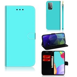 Shining Mirror Like Surface Leather Wallet Case for Samsung Galaxy A52 (4G, 5G) - Mint Green