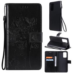 Embossing Butterfly Tree Leather Wallet Case for Samsung Galaxy A52 (4G, 5G) - Black