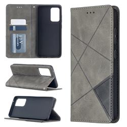 Prismatic Slim Magnetic Sucking Stitching Wallet Flip Cover for Samsung Galaxy A52 (4G, 5G) - Gray
