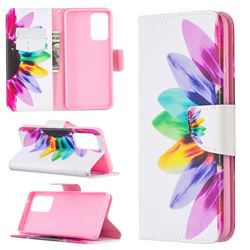 Seven-color Flowers Leather Wallet Case for Samsung Galaxy A52 (4G, 5G)