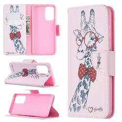 Glasses Giraffe Leather Wallet Case for Samsung Galaxy A52 (4G, 5G)