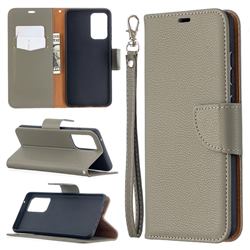 Classic Luxury Litchi Leather Phone Wallet Case for Samsung Galaxy A52 (4G, 5G) - Gray