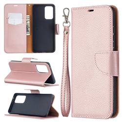 Classic Luxury Litchi Leather Phone Wallet Case for Samsung Galaxy A52 (4G, 5G) - Golden