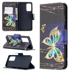 Golden Shining Butterfly Leather Wallet Case for Samsung Galaxy A52 (4G, 5G)