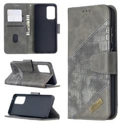 BinfenColor BF04 Color Block Stitching Crocodile Leather Case Cover for Samsung Galaxy A52 (4G, 5G) - Gray