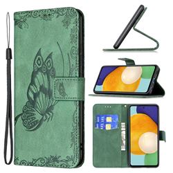 Binfen Color Imprint Vivid Butterfly Leather Wallet Case for Samsung Galaxy A52 (4G, 5G) - Green