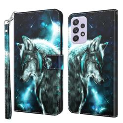 Snow Wolf 3D Painted Leather Wallet Case for Samsung Galaxy A52 (4G, 5G)