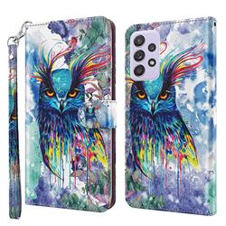 Watercolor Owl 3D Painted Leather Wallet Case for Samsung Galaxy A52 (4G, 5G)