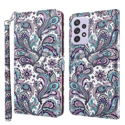 Swirl Flower 3D Painted Leather Wallet Case for Samsung Galaxy A52 (4G, 5G)