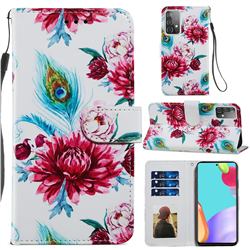 Peacock Flower Smooth Leather Phone Wallet Case for Samsung Galaxy A52 (4G, 5G)