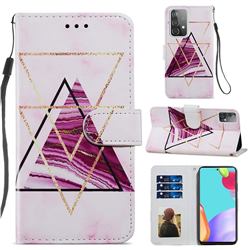 Three-color Marble Smooth Leather Phone Wallet Case for Samsung Galaxy A52 (4G, 5G)