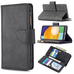 Binfen Color BF02 Sensory Buckle Zipper Multifunction Leather Phone Wallet for Samsung Galaxy A52 (4G, 5G) - Black