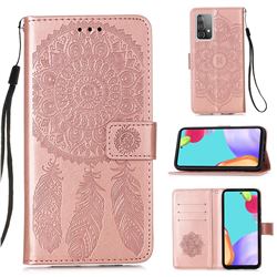 Embossing Dream Catcher Mandala Flower Leather Wallet Case for Samsung Galaxy A52 (4G, 5G) - Rose Gold