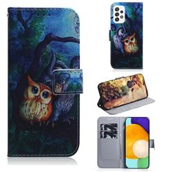 Oil Painting Owl PU Leather Wallet Case for Samsung Galaxy A52 (4G, 5G)