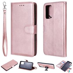 Retro Greek Detachable Magnetic PU Leather Wallet Phone Case for Samsung Galaxy A52 (4G, 5G) - Rose Gold
