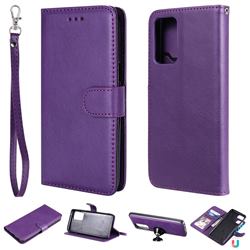 Retro Greek Detachable Magnetic PU Leather Wallet Phone Case for Samsung Galaxy A52 (4G, 5G) - Purple