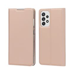 Ultra Slim Card Magnetic Automatic Suction Leather Wallet Case for Samsung Galaxy A52 (4G, 5G) - Rose Gold