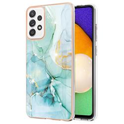 Green Silk Electroplated Gold Frame 2.0 Thickness Plating Marble IMD Soft Back Cover for Samsung Galaxy A52 (4G, 5G)
