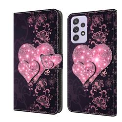 Lace Heart Crystal PU Leather Protective Wallet Case Cover for Samsung Galaxy A52 (4G, 5G)